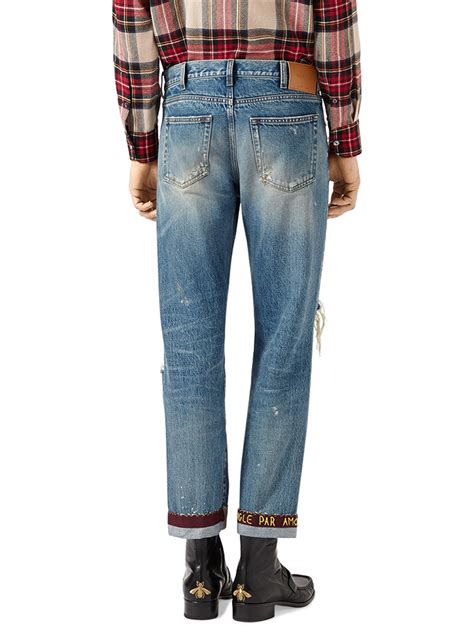 gucci denim jeans|Gucci distressed jeans.